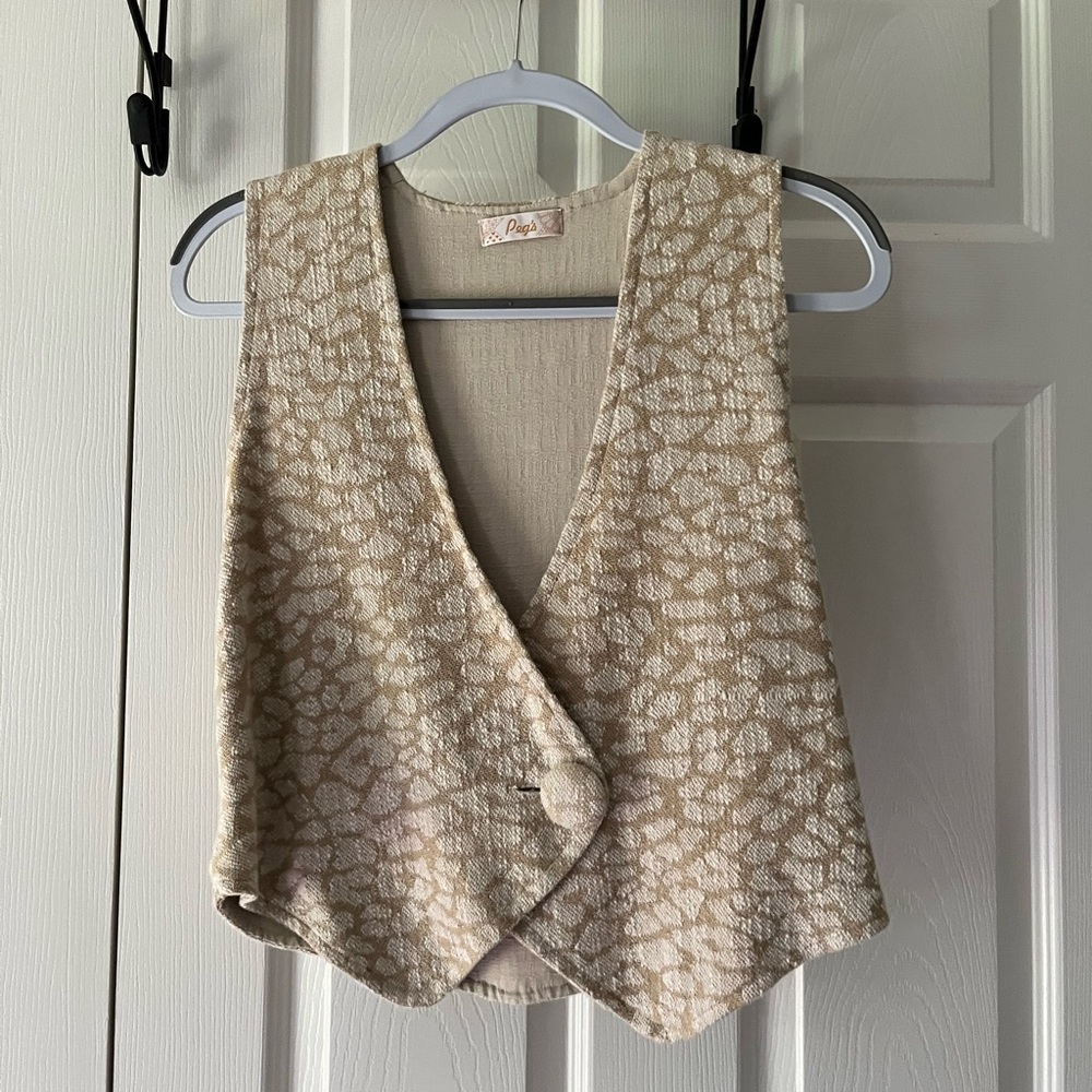 Leopard Print Beige Patterned Women's Vest Top